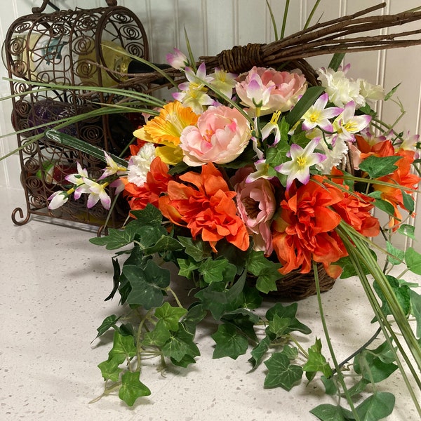 Silk Flower Basket Etsy