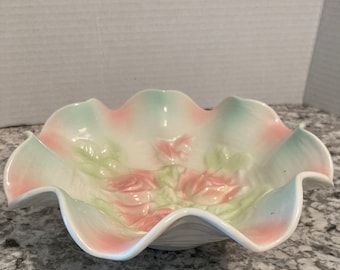 Vintage Ceramic Candy Dish Rose Pattern