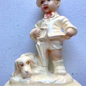 Boy with Umbrella and Dog Figurine, Collector&#39;s Figurine, Home Decor, 6&quot; x 4&quot; x 2-1/2&quot;, Unique Collectible, Vintage , RARE, OLD, Nostalgic