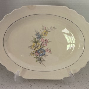 Vintage 1950s Lido W S George Canarytone Floral Platter Made in USA
