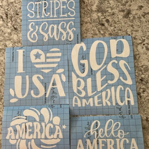 Set of 5 Patriotic Adhesive Reusable Handmade Stencils for Painting, Crafting
