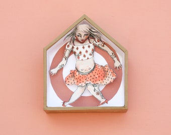 Cut-Out Paper Doll Art Sculpture, Indian Ink Drawing