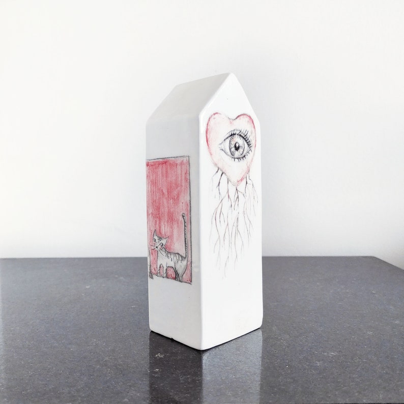 Hand-painted ceramic house sculpture_Unique piece_From my workshop_By ItziHdo and Bego image 6