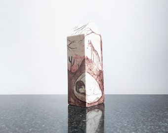 Hand-painted ceramic house sculpture_Unique piece_In the woods_By ItziHdo and Bego