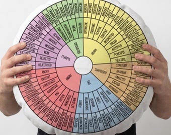 Feelings Chart Cushion – Vibrant Emotion Wheel Pillow for Emotional Awareness & Home Styling