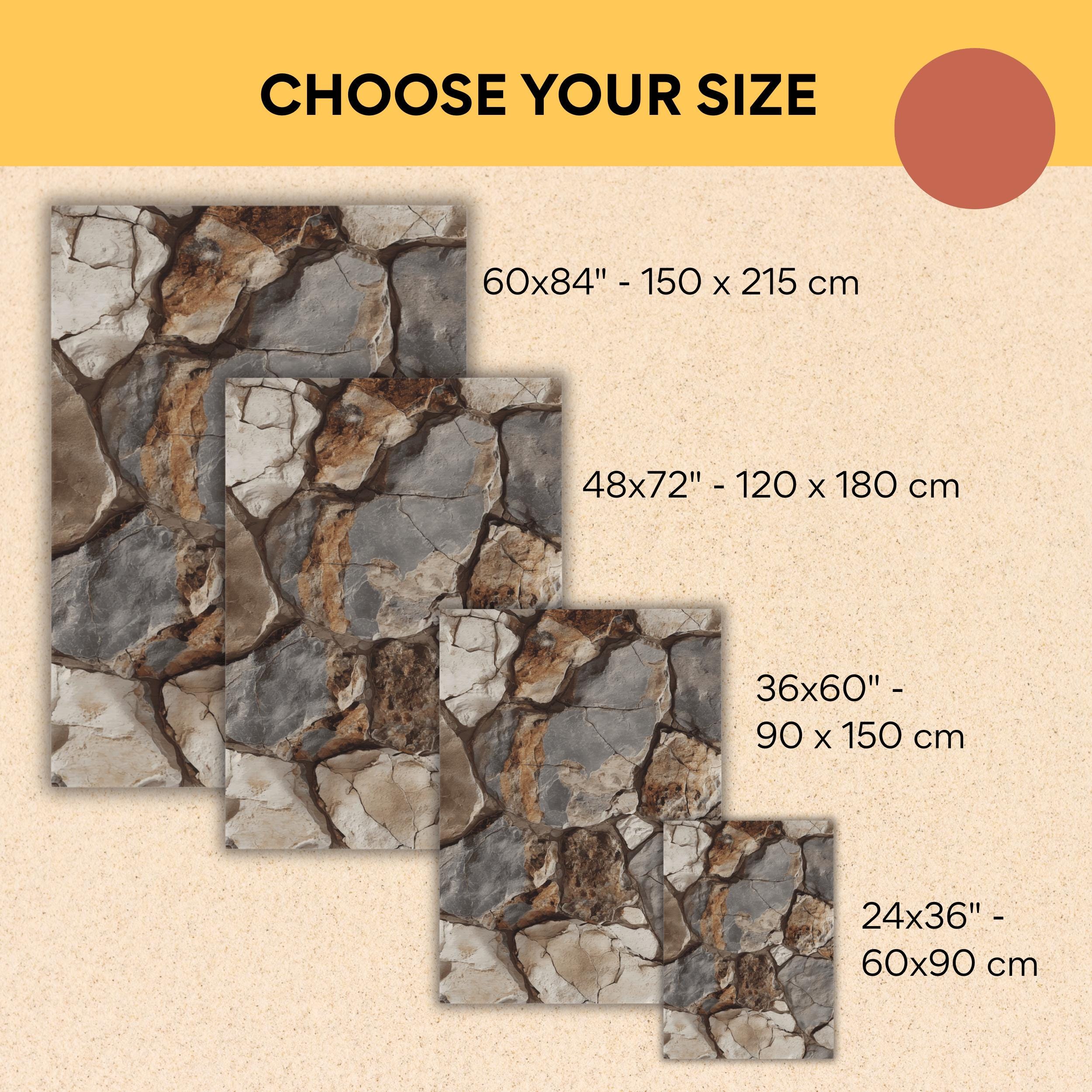 Stone Texture Rug Realistic Stone Patio Rug | 3D Rock Floor Outdoor Rug | Rustic Natural ...