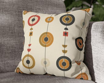 Scandinavian Pillow Cover, Geometric Mid Century Cushion, Mustard Red Modern Decor