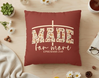 Christian Pillow Cover, Floral Faith Cushion, Made for More Home Accent