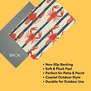 Patio Rug Coastal Lobster Design | Outdoor Nautical Area Rug | Non Slip Porch & Deck Rug | Beach House Decor afbeelding 4