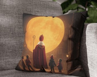 Sinterklaas Pillow Cover | Dutch Saint Nicholas Cushion | Magical Winter Home Decor | sinterklaas Throw Pillow