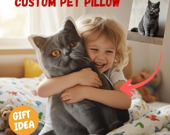 Custom Cat Pillow Photo Realistic – Personalized Pet Portrait Cushion – Handmade Gift for Cat Owner