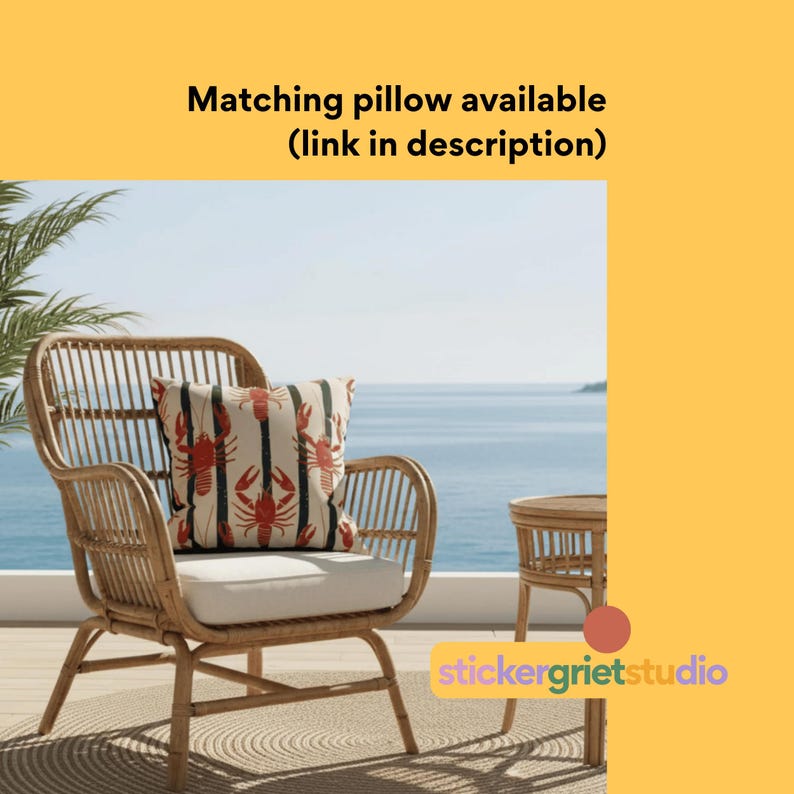 Patio Rug Coastal Lobster Design | Outdoor Nautical Area Rug | Non Slip Porch & Deck Rug | Beach House Decor afbeelding 6