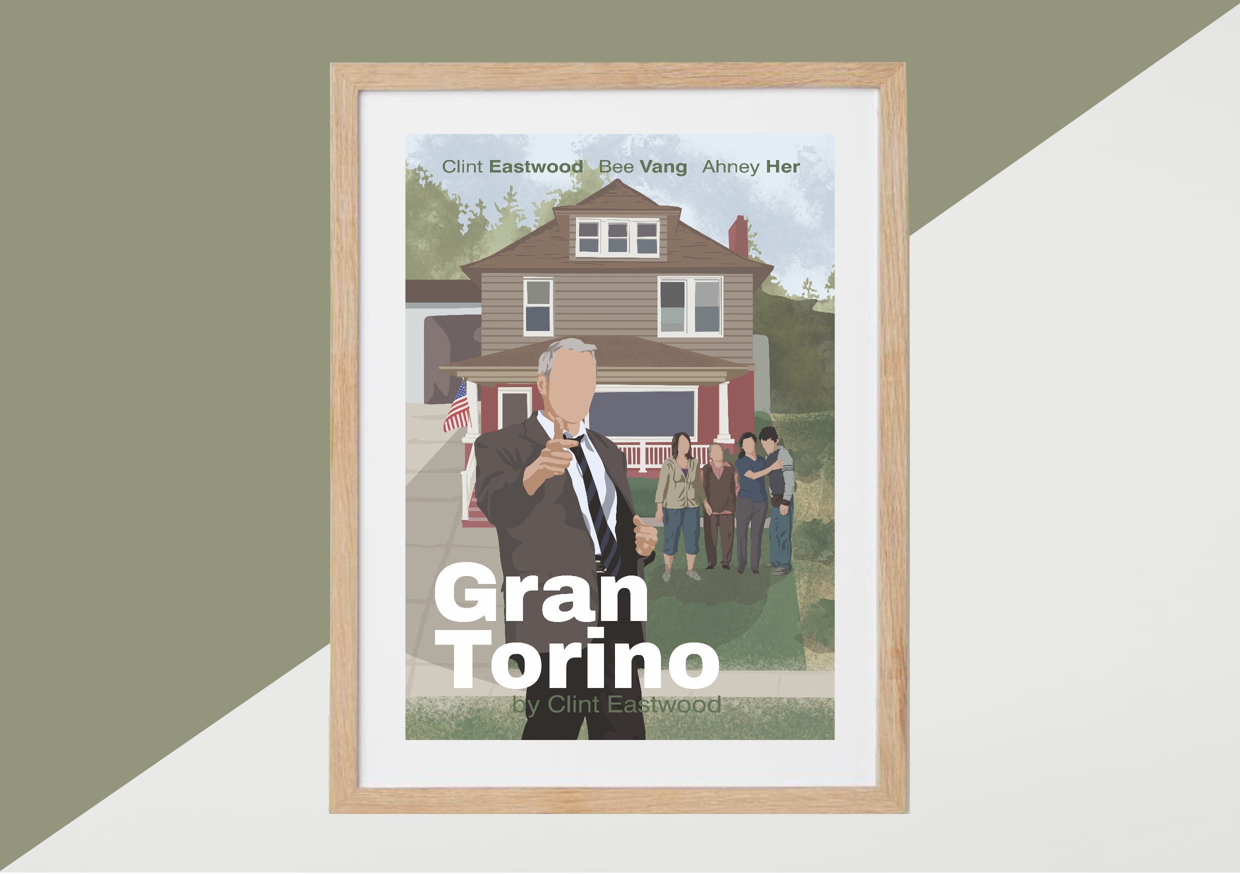 Gran Torino Movie Poster 24x36 Inch Wall Art Portrait Print Frame Ready Gran Torino Movie Poster 24x36 Inch Wall Art Portrait Print Frame Ready