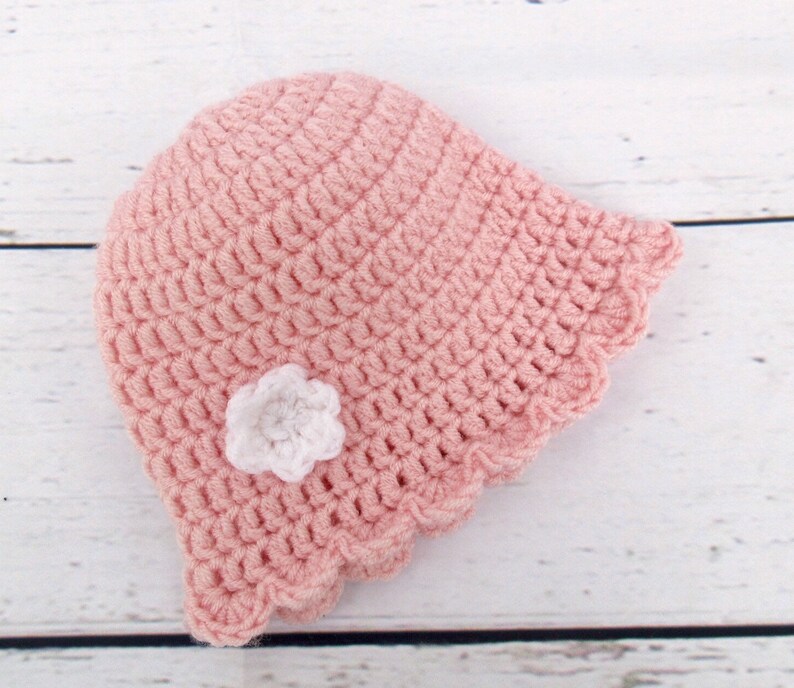 Pink Baby Girl Hat Crochet Newborn Hat