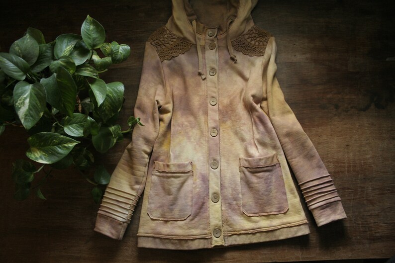 Wild Rose jacket organic cotton hemp mix hand dyed jacket with hood