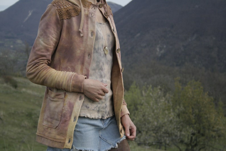 Wild Rose jacket organic cotton hemp mix hand dyed jacket with hood