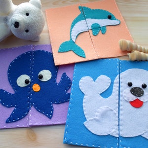 Felt Puzzle Sea Animal Toy Kids Educational Ocean Play Montessori Activity Preschool Toddler Set  Learning Gift Baby tummy time Quiet book