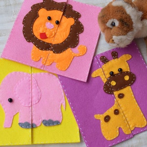 Set di 3 puzzle in feltro con animali africani, giocattoli educativi per bambini, attività di apprendimento Montessori, viaggi, sviluppo del cervello dei bambini, Circle Time