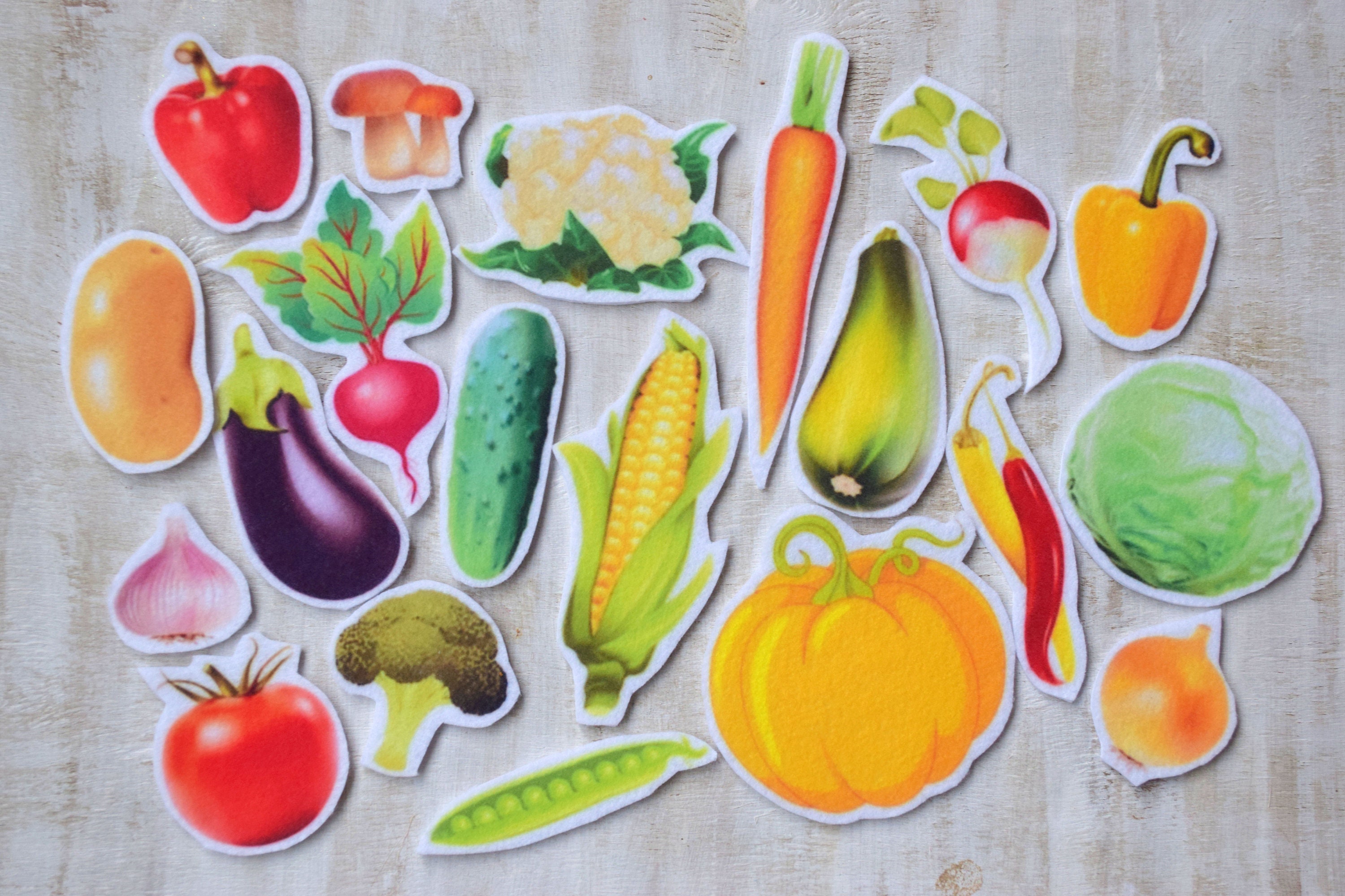 Foods Fruits Vegetables Dairy Grains Felt Play Art Set Flannel Board Story Storyboard Pieces 