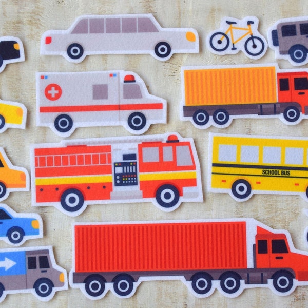 Transportation Felt Board Set Flannel Board Pieces Imagination Children Preschool Trucks Cars Road homeschool felt board story boy birthday