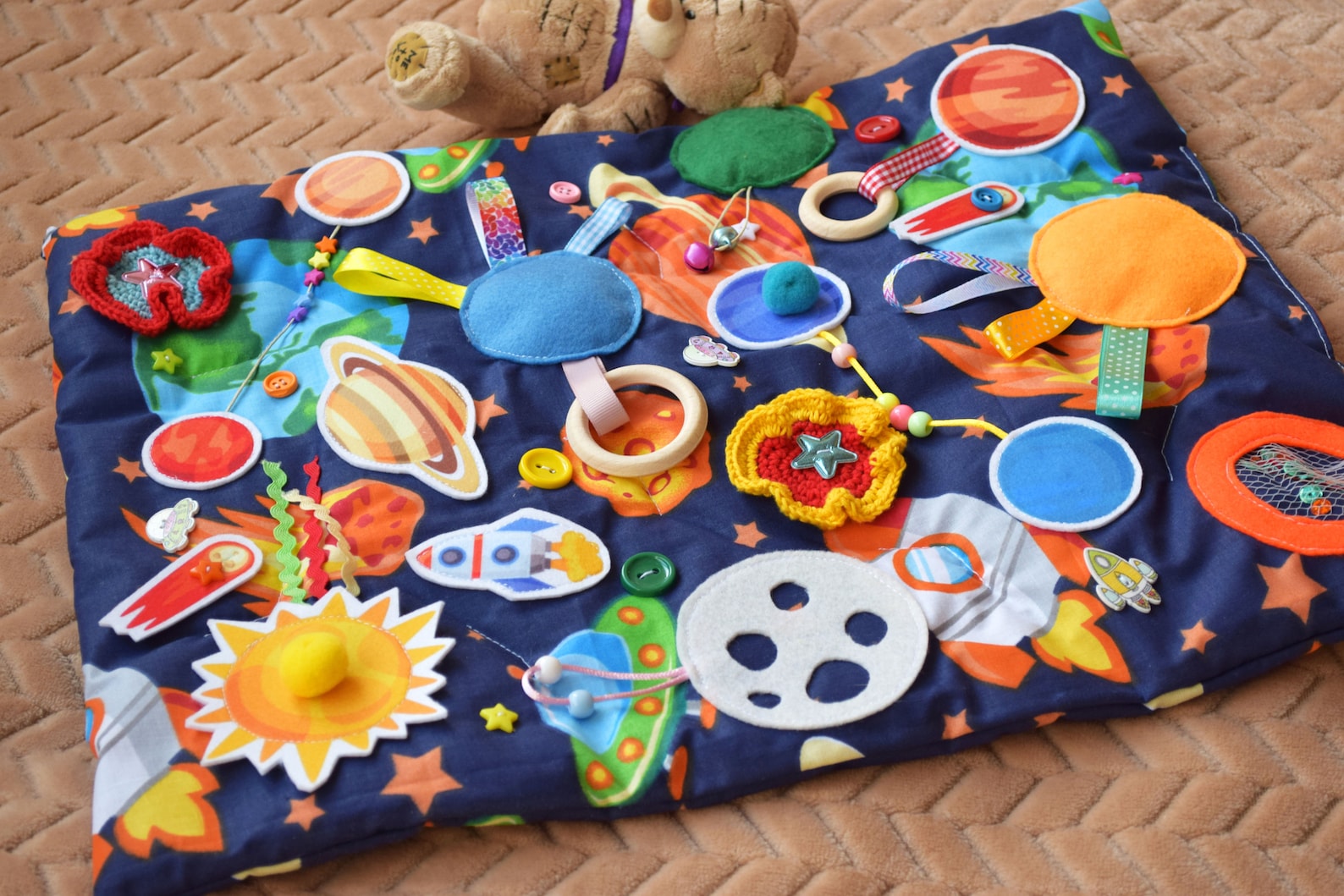 Galaxy Play Mat Sensory Blanket Quite Book Fidget Toy Baby Activity