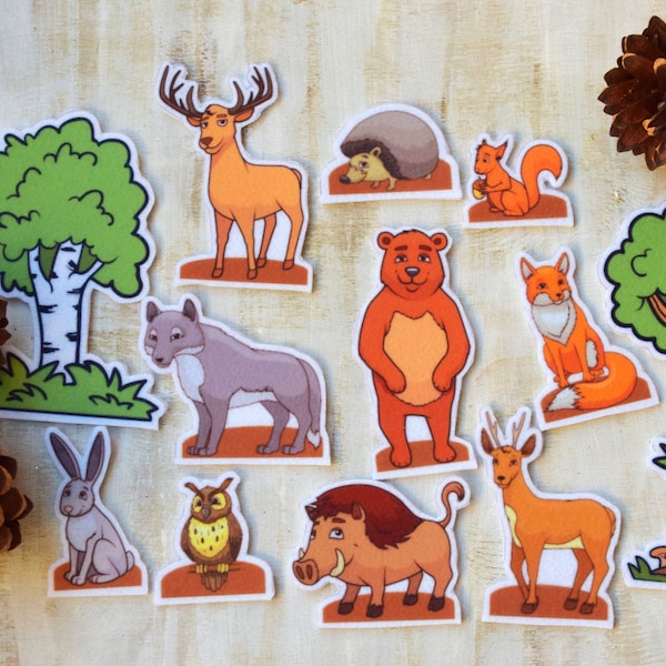 Felt Board Story Set 13 Pieces Forest animals Storytelling Activity Baby Educational Kids Play Imagination Teaching resource Circle time