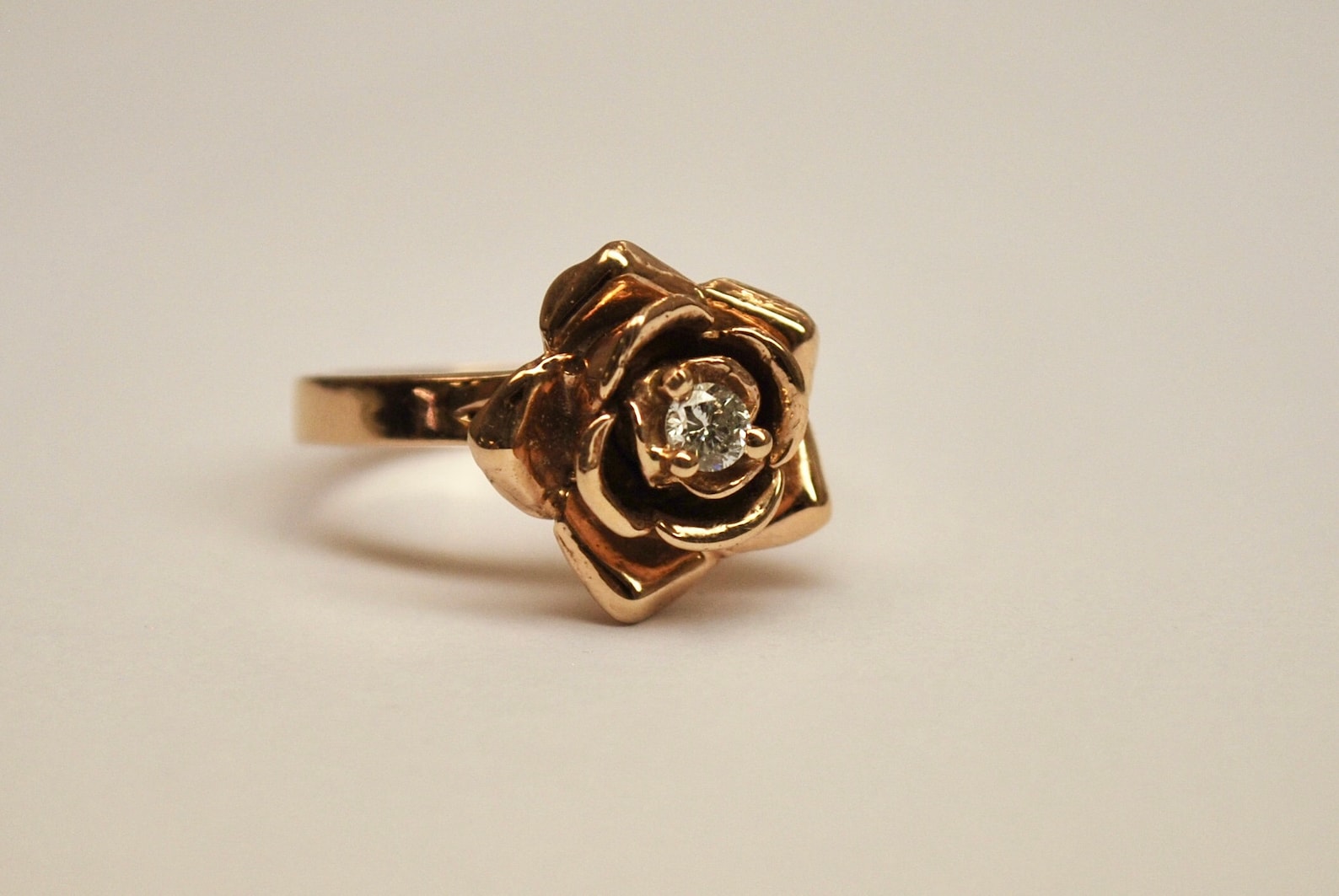 Rose Ring With a Diamond Etsy