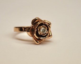 Rose Ring with a Diamond