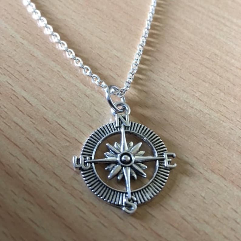 Travellers Gift Wanderlust Compass Necklace Compass Jewelry Geography Student Gold Compass Pendant Charm Friendship Necklace