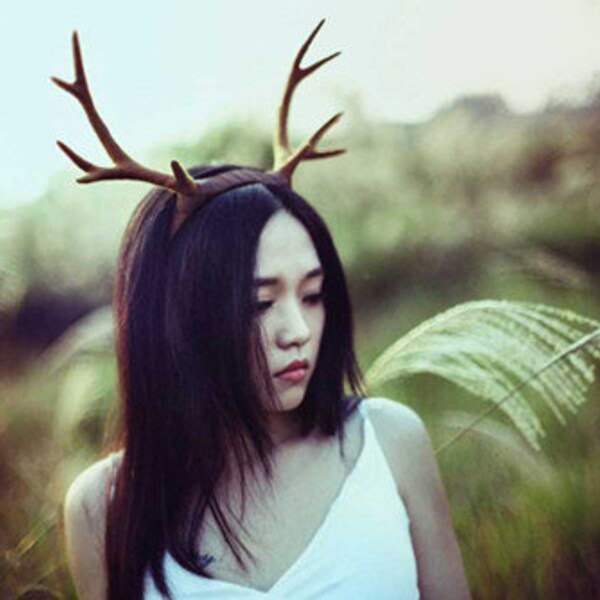 Steampunk Halloween Antlers Brown Deer Horns Hair Band Banda Banda Goth Cosplay Accessori Headdress