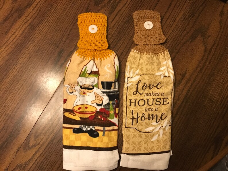 Kitchen Towels With Crochet Tops More to Pick From Etsy