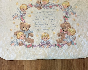 Cross  Stitch  baby  Quilt  with fleece backing