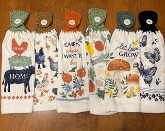 Kitchen towels with crochet tops Double thick towels