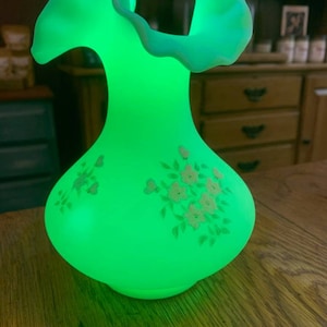 Fenton Custard Uranium Glass Vase Hand Painted - Etsy