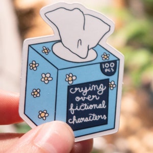 crying over fictional characters, bookish stickers, bookish merch, bookish art, crying over book boyfriends, literary stickers, book lover gifts, vinyl book stickers, cute book stickers