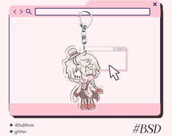 Bungo Streuner nikolai gogol Glitzer Acryl Schlüsselanhänger, bsd merch, Anime Liebhaber Geschenke