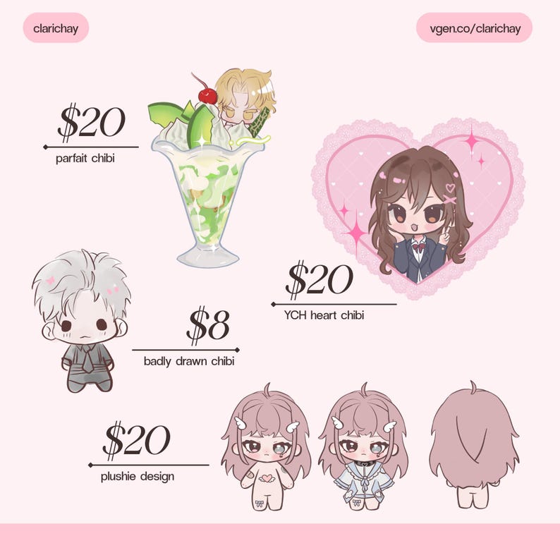 2 SLOTS OPEN Character and Chibi Illustration (Preferred if you commission on VGEN) - please read description image 4
