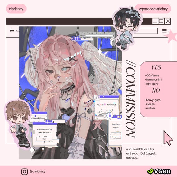 2 SLOTS OPEN Character and Chibi Illustration (Preferred if you commission on VGEN) - please read description