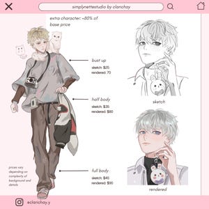 2 SLOTS OPEN Character and Chibi Illustration (Preferred if you commission on VGEN) - please read description image 2