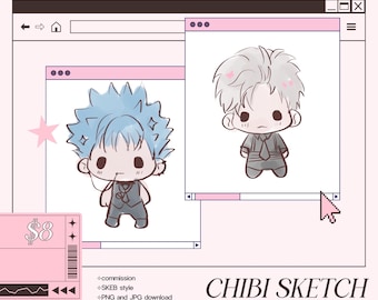 schlecht gezeichneter Chibi Auftragsarbeit, Auftragsarbeit, Custom Art, Auftragskunst, Chibi Illustration (bevorzugt bei Auftragsarbeit auf VGEN)