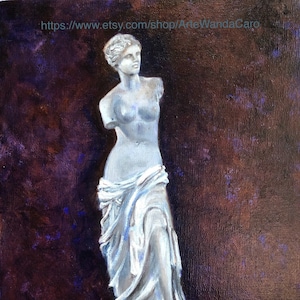 Venus original oil painting,  Milo Aphrodite Afrodita marble statue 8x10&quot; ,  on linen canvas ©WCaro