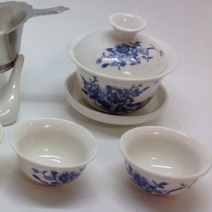 Gaiwan Blue Peony tea set