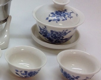Gaiwan Blue Peony tea set