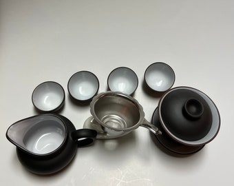 Gaiwan chinese tea set Black White Tea Set