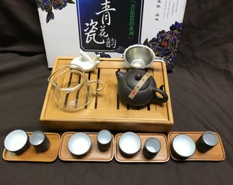 Yixing Tea Set 17pcs with small size bamboo tea tray 10x8x3tea tray