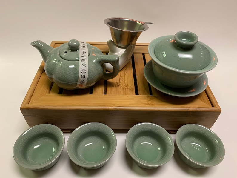 Gaiwan Tea Set with Beautiful Tea Tray great starter Tea Set Etsy