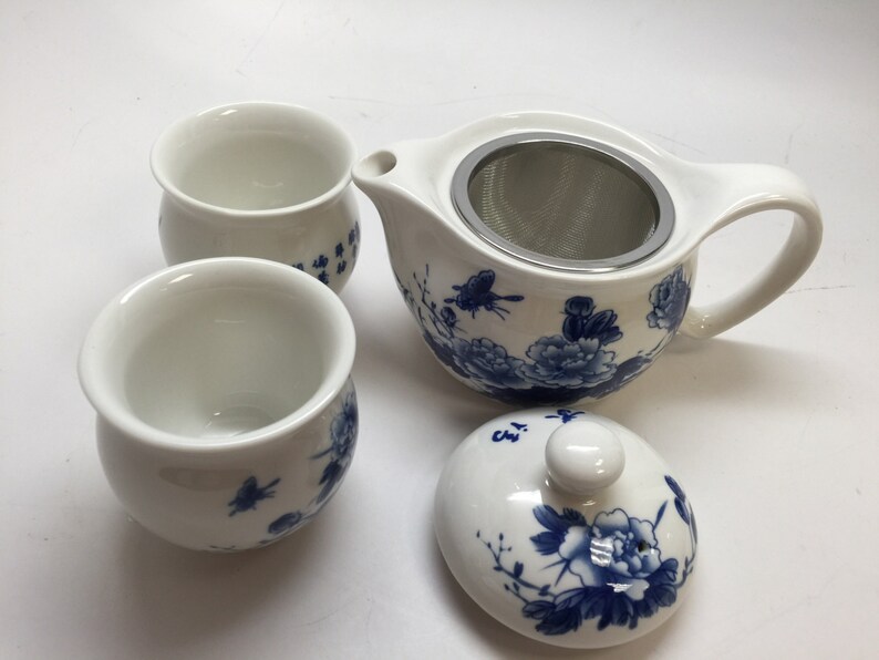 Fancy Tea Set With Tea Pot 12oz and With 6 Tea Cups Are 4oz Etsy