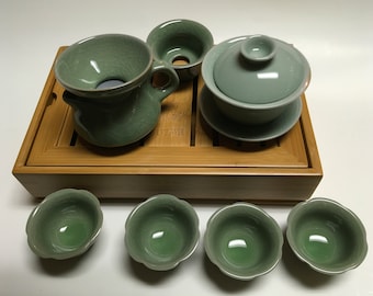 Gaiwan Tee Set mit schönem TeeTablett tolles Starter Tee Set Must Have #408