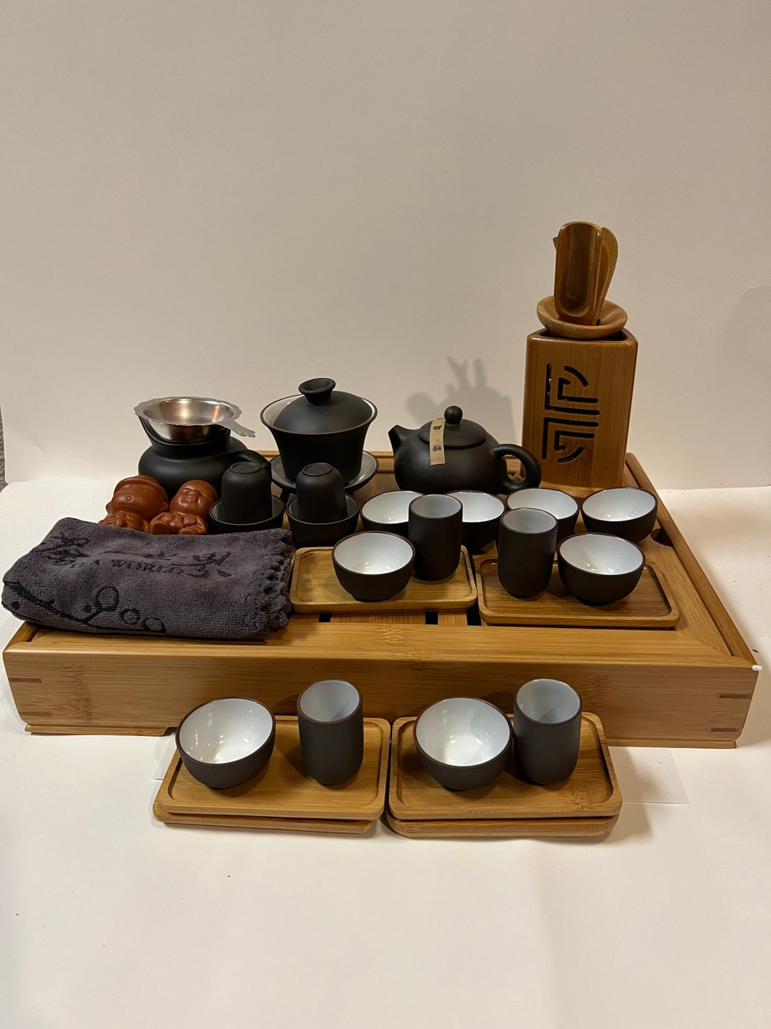 Yixing Tea Set With Large Bamboo Tea Tray 30 Large Set #155 - Etsy