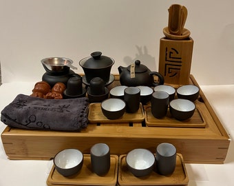 Yixing Tea Set with large Bamboo Tea Tray 30 large set #155